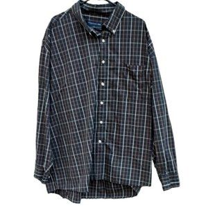 Siegfried & Company Men's Button Down Shirt Size 4XL Black Plaid Long Sl…‎